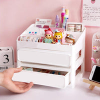 3 Layer Drawers Cosmetic Makeup Organiser Box - White