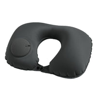 Portable Push-type Inflatable U-Shaped Travel Neck Pillow Car Headrest Cushion - Black
