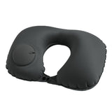 Portable Push-type Inflatable U-Shaped Travel Neck Pillow Car Headrest Cushion - Black