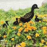 Metal Family Duck Shape Stake Lawn Retro Animal Sculpture Ornament