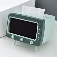 Creative 2 In 1 TV Shape Tissue Box with Mobile Phone Holder Green