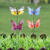 50Pcs Double-layer Simulation Butterfly Garden Stake Decor Outdoor Yard Lawn Ornaments