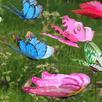 50Pcs Double-layer Simulation Butterfly Garden Stake Decor Outdoor Yard Lawn Ornaments
