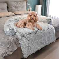 Washable Long Plush Pet Dog Sofa Cushion Bed with Zipper Pet Bed Pads 100 x 85 x 16cm