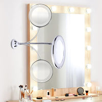 Magnifying 10X Makeup Vanity Mirror with LED Lights Wall Mounted Rotated Extended Cordless Beauty Cosmetic Mirror for Hotel Bathroom
