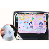 Interesting Pink Fruit Printed Car Sunshade with Mesh Pocket