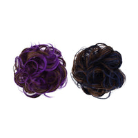 2 X Women's Messy Bun Scrunchie Hair Extensions Hair Wigs Purple and Blue
