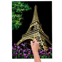 Scratch Art World-Famous City Painting Paper Colourful Magic Large Paper Painting Art Adult Kid Magic Scratch Art Painting Paper With Wooden Draw DIY Stick Kit Bamboo Stick inc.