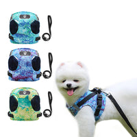 Colour Ocean Pattern Printed Pet Harness Dog Leash Set