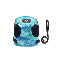 Colour Ocean Pattern Printed Pet Harness Dog Leash Set