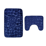 2 Pieces Pebbles Design Bath Mat Set U-Shaped Non-Slip Floor Rugs Bathroom Floor Pads Bathroom Carpets