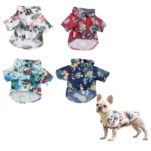 Hawaiian Printed Dog Shirts Short Sleeves Pets Apparel