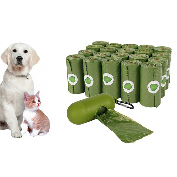 10 Rolls or 20 Rolls Biodegradable Pet Poop Bags with 1 Garbage Bag Container