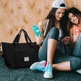Foldable Water-Resistant Sports Gym Bag Travel Duffel Bag Black