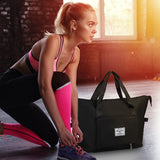 Foldable Water-Resistant Sports Gym Bag Travel Duffel Bag Black