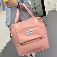 Foldable Water-Resistant Sports Gym Bag Travel Duffel Bag Pink