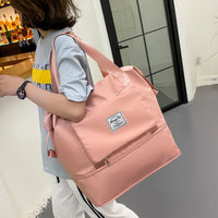 Foldable Water-Resistant Sports Gym Bag Travel Duffel Bag Pink