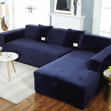 Sofa Cover Couch Slipcover Fleece Stretch Sofa Protector-Blue