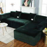 Sofa Cover Couch Slipcover Fleece Stretch Sofa Protector-Green
