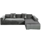 Sofa Cover Couch Slipcover Fleece Stretch Sofa Protector-Grey