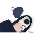 2Pcs Set PU Leather Snap Button Mask Storage Bags Blue