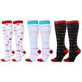 3 Pairs of Knee-Length Printed Compression Socks S-Style 1