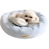 FancyGrab Pet Bed with Pillow Round Shape Pet Dog Cat Bed Blue