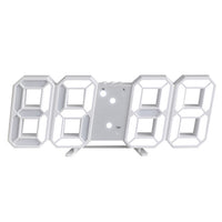 Large 3D LED Wall Desk Digital Alarm Clock USB Powered White