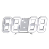 Large 3D LED Wall Desk Digital Alarm Clock USB Powered White