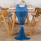 Chiffon Table Runner Home Party Decorations Pure Color Simplicity Tablecloth 70 x 300cm-Dark Blue