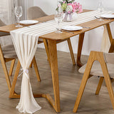 Chiffon Table Runner Home Party Decorations Pure Color Simplicity Tablecloth 70 x 300cm-White