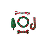 5 Pcs Dog Rope Chew Toys Kit Pet Puppy Cotton Teething Toy Christmas Style