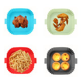 2-Piece Set Reusable Square Air Fryer Silicone Pots Oven Baking Trays Red and Blue