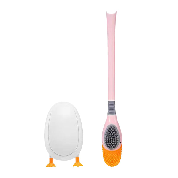 Duck Shaped Toilet Brush with Base Pink