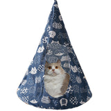 Pet Cat Tent Cone Hammock with Thick Mat Warm Cotton Cage Hanging Bed S-Blue Kitten Style