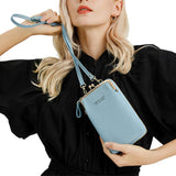 Women Mobile Phone Bag PU Leather Purse Wallet Shoulder Pouch Small Crossbody-Blue
