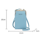 Women Mobile Phone Bag PU Leather Purse Wallet Shoulder Pouch Small Crossbody-Blue