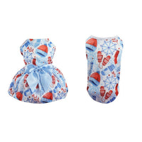 Christmas Theme Pet Vest and Dress Set Blue-M