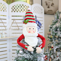 Christmas Tree Topper Decoration Santa Claus Snowman Elk Xmas Holiday Home Party Decorations -Santa Claus Style