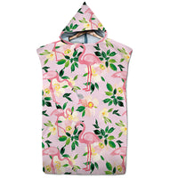 Flamingo Pattern Beach Bathrobe Changing Robe Hooded Quick Dry Poncho Bathrobe -Style 2