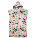 Flamingo Pattern Beach Bathrobe Changing Robe Hooded Quick Dry Poncho Bathrobe -Style 2