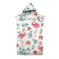 Flamingo Pattern Beach Bathrobe Changing Robe Hooded Quick Dry Poncho Bathrobe -Style 4