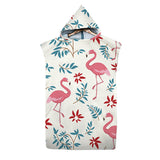 Flamingo Pattern Beach Bathrobe Changing Robe Hooded Quick Dry Poncho Bathrobe -Style 4