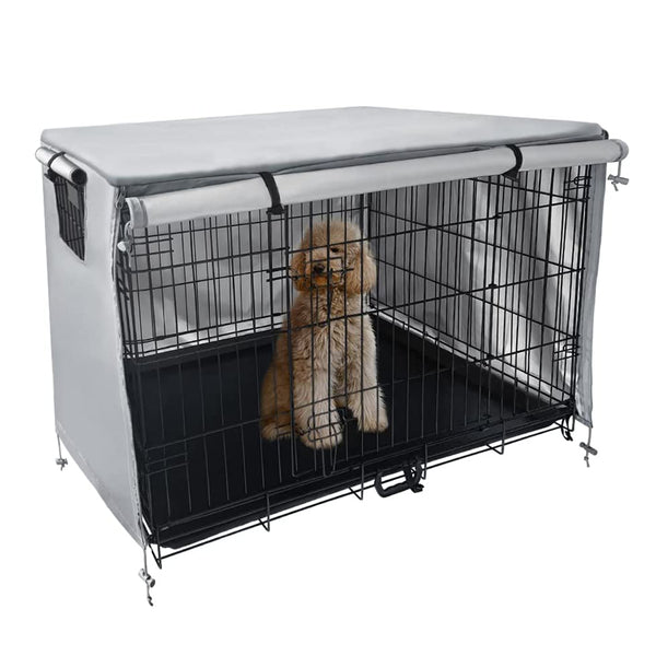 Portable Pet Dog Crate Cover Cage Kennel Cover S-Grey