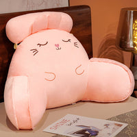 Backrest Reading Rest Pillow Neck Lumbar Support Chair Cushion with Arms-Pink