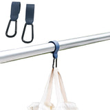 2Pcs Pram Hook Baby Kids Stroller Hooks Adjustable Shopping Bag Clip Carrier Pushchair Hanger-Blue