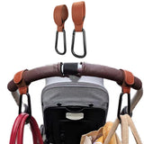 2Pcs Pram Hook Baby Kids Stroller Hooks Adjustable Shopping Bag Clip Carrier Pushchair Hanger-Brown