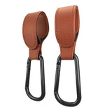 2Pcs Pram Hook Baby Kids Stroller Hooks Adjustable Shopping Bag Clip Carrier Pushchair Hanger-Brown