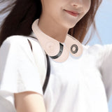 Folding USB Rechargeable Portable Wearable Hanging Neck Fan Bladeless Fan with 3 Wind Speeds-Light Pink
