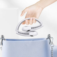 Folding USB Rechargeable Portable Wearable Hanging Neck Fan Bladeless Fan with 3 Wind Speeds-White